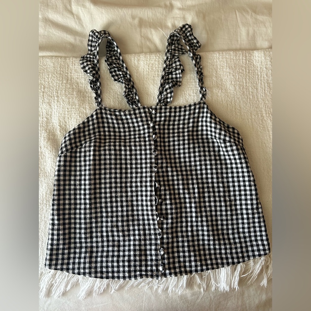 Black & White Gingham Madewell Ruffle Top